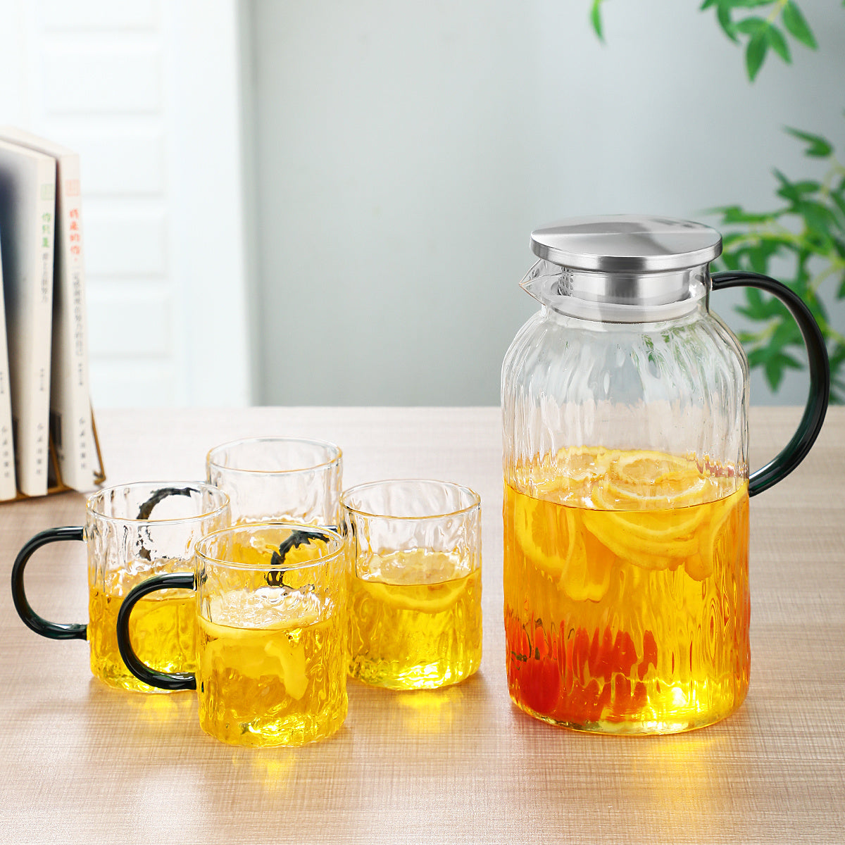 1600 ML 1 Pot With 4 Cups Tea Set Cooling Water Kettle Tea Pot Water Cup Set Glass Water Kettle