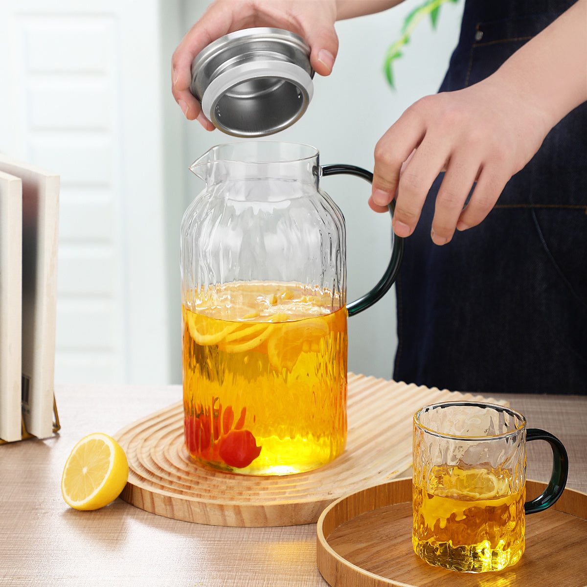 1600 ML 1 Pot With 4 Cups Tea Set Cooling Water Kettle Tea Pot Water Cup Set Glass Water Kettle